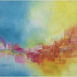 Painting Blue Hawaian by Levesque Emmanuelle | Painting Impressionism Oil Urban