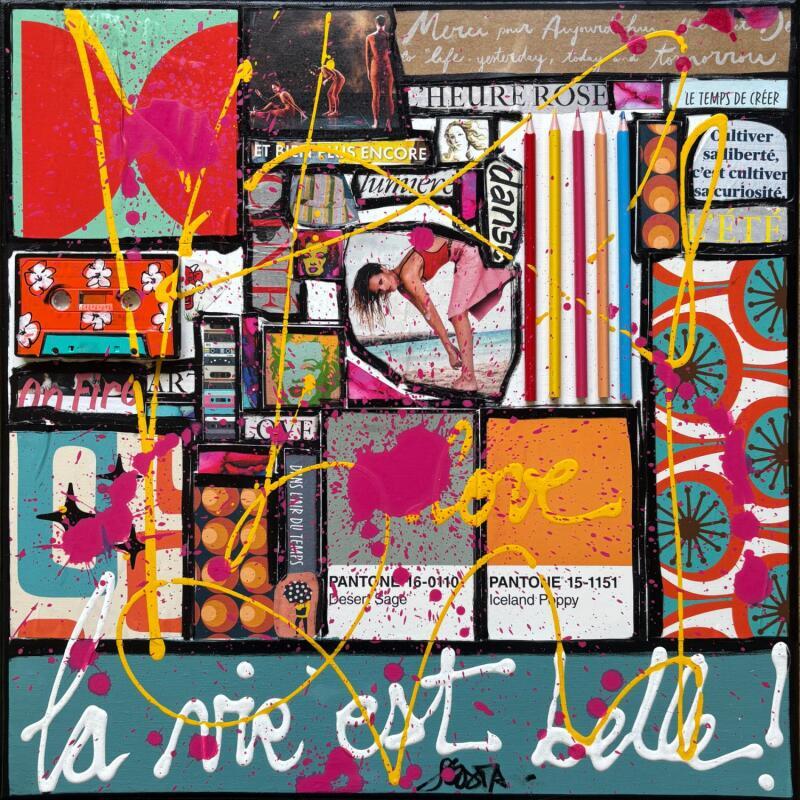Painting La vie est belle ! by Costa Sophie | Painting Pop-art Acrylic Gluing Upcycling