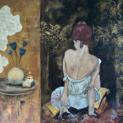 Painting La douceur de mes nuits  by Romanelli Karine | Painting Figurative Acrylic, Gluing Life style, Nude