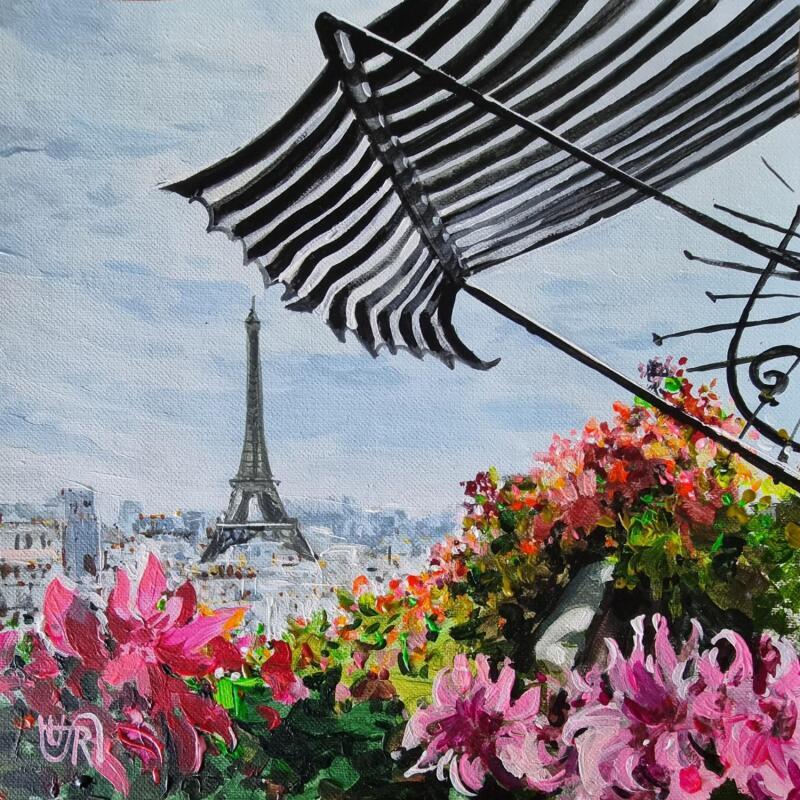 Peinture A blooming balcony and a light breeze par Rasa | Tableau Figuratif Urbain Acrylique