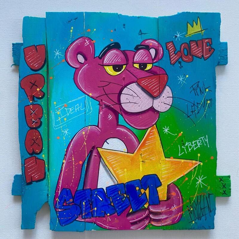 Gemälde Pink von Molla Nathalie  | Gemälde Pop-Art Pop-Ikonen Holz Acryl Posca