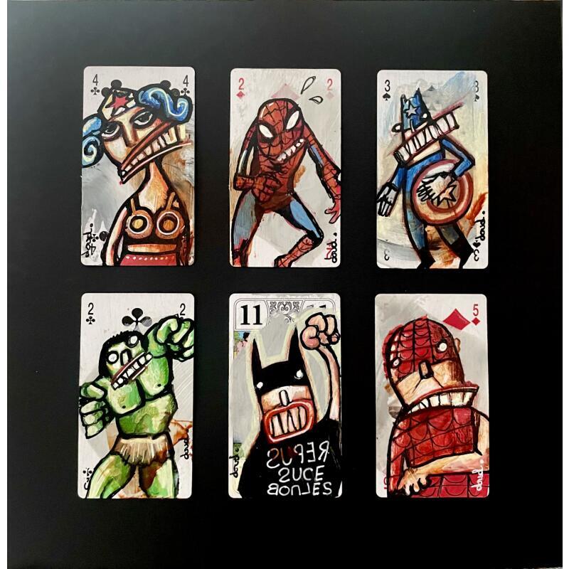 Gemälde La ligue des burnes et son chef von Doudoudidon | Gemälde Art brut Gesellschaft Pop-Ikonen Acryl