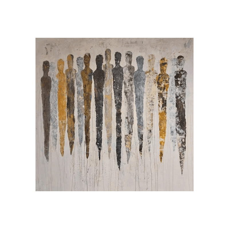 Gemälde Les gardiens d'Azur von Rocco Sophie | Gemälde Art brut Acryl Collage Sand