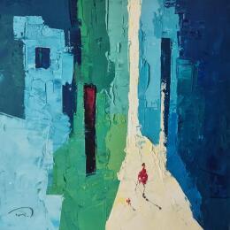 Peinture Perfume azul par Tomàs | Tableau Impressionnisme Huile Scènes de vie