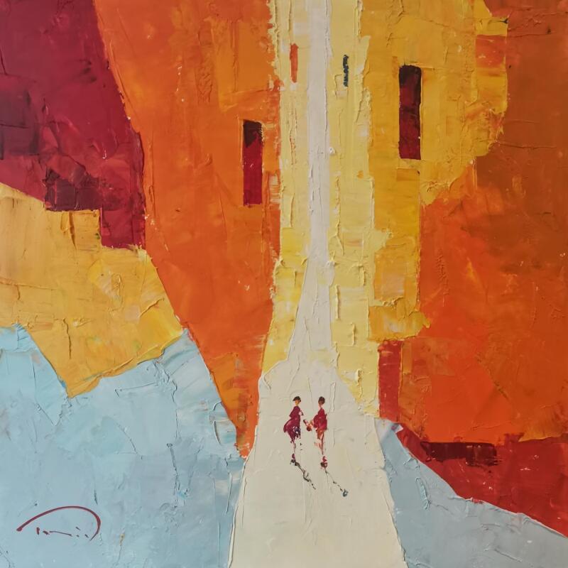 Peinture Juntos par Tomàs | Tableau Abstrait Scènes de vie Huile