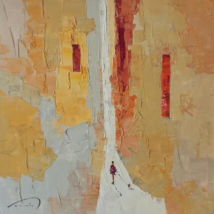 Peinture Mi gato y yo par Tomàs | Tableau Impressionnisme Huile Scènes de vie, Société