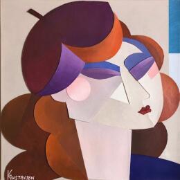 Painting Parisino by Gustavsen Karl | Painting Figurative Acrylic, Gluing, Wood Cinema, Mode, Portrait