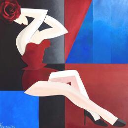 Painting Cinema by Gustavsen Karl | Painting Figurative Acrylic, Gluing, Wood Cinema, Minimalist, Mode