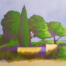 Painting Parc 2 by Pasquale | Painting Figurative Acrylic Architecture, Landscapes, Nature