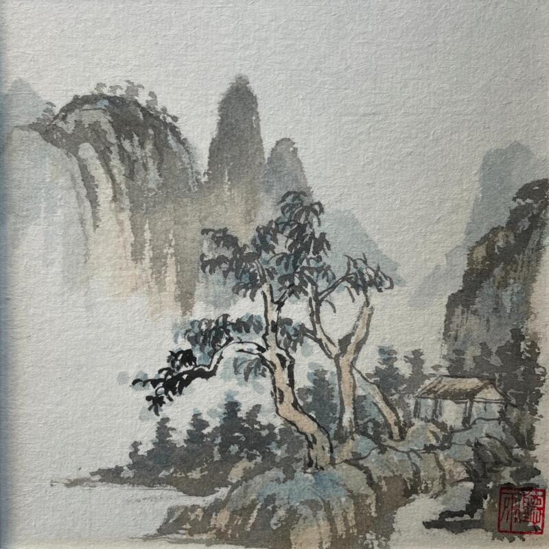Painting Hut by Yu Huan Huan | Painting Figurative Nature Ink