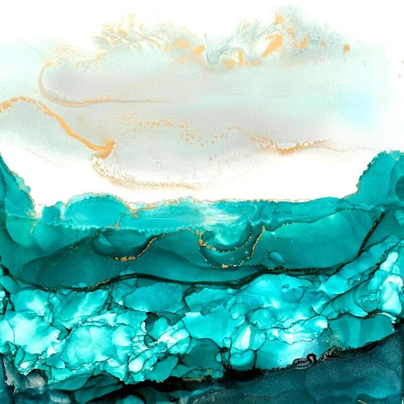 Painting Poésie givrée 2232 by Depaire Silvia | Painting Abstract Landscapes Marine Minimalist Acrylic