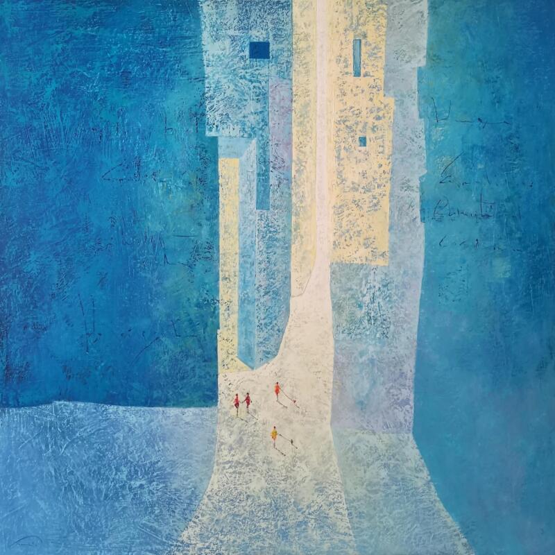 Gemälde Petons blaus von Tomàs | Gemälde Impressionismus Gesellschaft Urban Alltagsszenen Öl