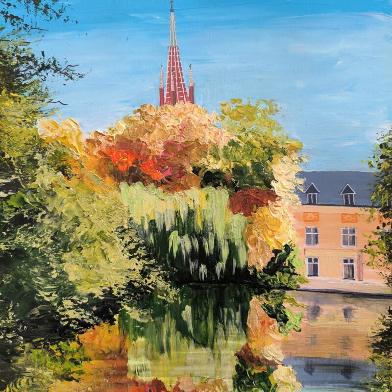 Peinture Reflets d'automne. Minnewater. par Rey Ewa | Tableau Figuratif Paysages Acrylique
