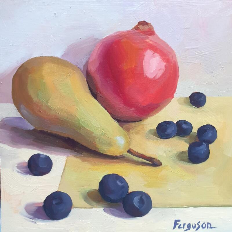 Peinture Couronne fruitée  par Ferguson Danielle | Tableau Figuratif Natures mortes Bois Huile