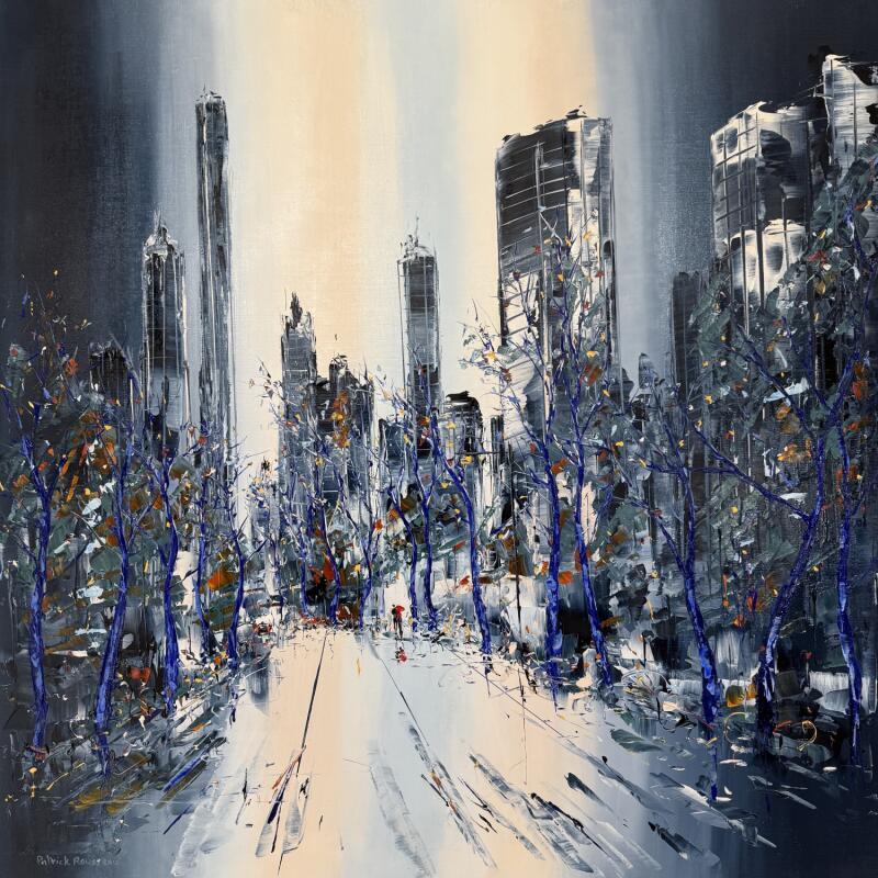 Painting Promenade à Central Park by Rousseau Patrick | Painting Figurative Urban Oil