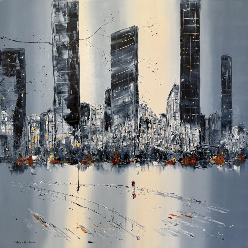 Painting Just a walk in the rain by Rousseau Patrick | Painting Figurative Urban Oil