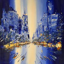 Peinture Manhattan in the blue par Rousseau Patrick | Tableau Figuratif Huile Urbain