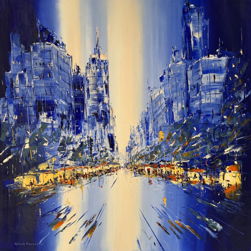 Peinture Manhattan in the blue par Rousseau Patrick | Tableau Figuratif Urbain Huile