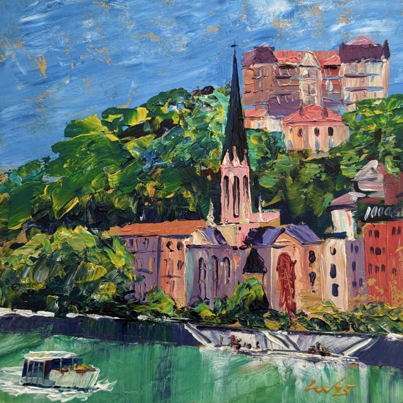 Peinture Lyon par Sheremet Ion | Tableau Figuratif Paysages Urbain Acrylique