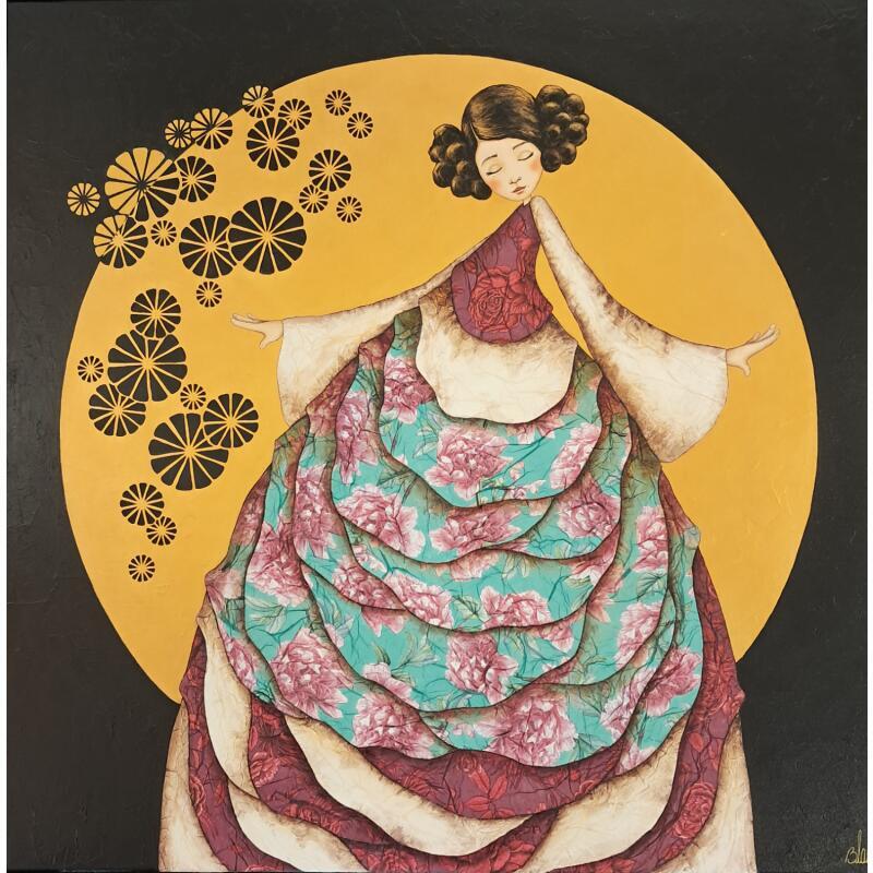 Gemälde Hanaé von Blais Delphine | Gemälde Naive Kunst Acryl Collage