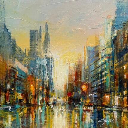 Peinture Golden hour par City Cité | Tableau Figuratif Acrylique, Huile Urbain