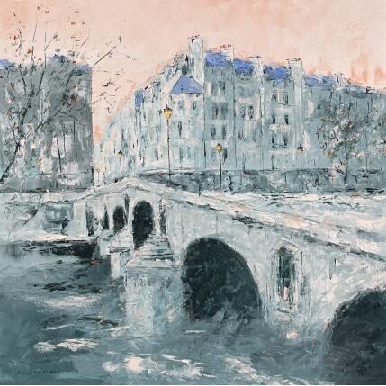 Peinture Paris au lever du jour par Rousseau Patrick | Tableau Figuratif Huile Urbain