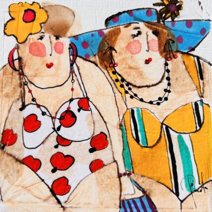 Peinture Antoinette et Zoé par Colombo Cécile | Tableau Art naïf Acrylique, Aquarelle, Collage, Encre, Pastel Portraits