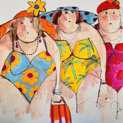 Peinture Bernadette, Sophie, Emmanuelle  par Colombo Cécile | Tableau Art naïf Acrylique, Aquarelle, Collage, Encre, Pastel Portraits