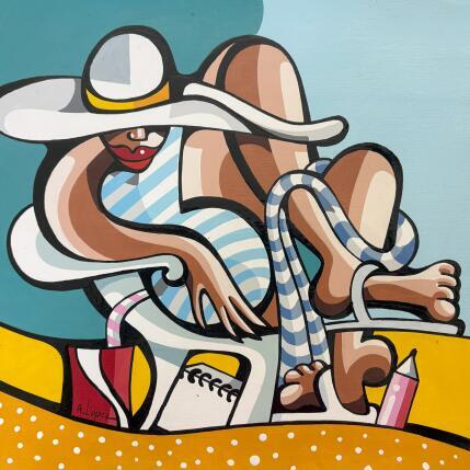 Painting Le petit carnet by Lopez Alfredo | Painting Figurative Acrylic Life style