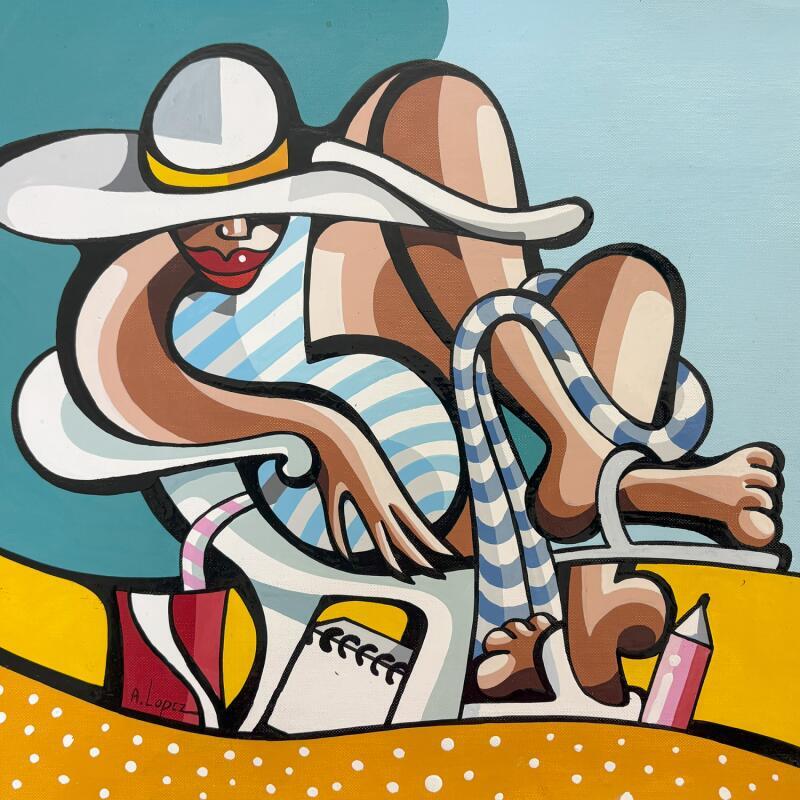 Painting Le petit carnet by Lopez Alfredo | Painting Figurative Life style Acrylic