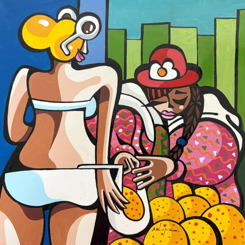 Painting Le Nord et le Sud by Lopez Alfredo | Painting Figurative Life style Acrylic