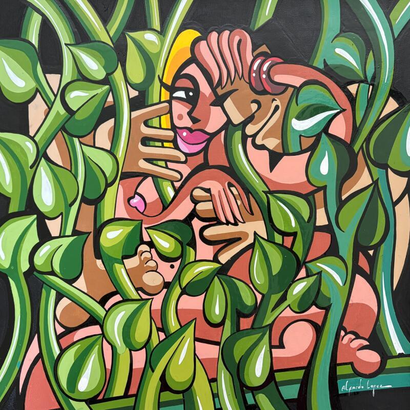 Painting Le buisson by Lopez Alfredo | Painting Figurative Life style Acrylic