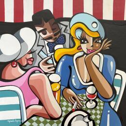 Painting Les complices by Lopez Alfredo | Painting Figurative Acrylic Life style