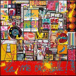 Painting La vie est belle ! by Costa Sophie | Painting Pop-art Acrylic, Gluing, Upcycling