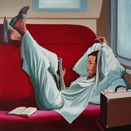 Painting Pénélope prend le Talgo by Gallardo Serge | Painting Figurative Acrylic Life style