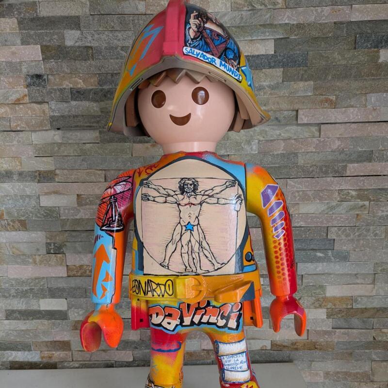 Sculpture Playmo De Vinci par Lopez Cédric | Sculpture Pop-art Acrylique