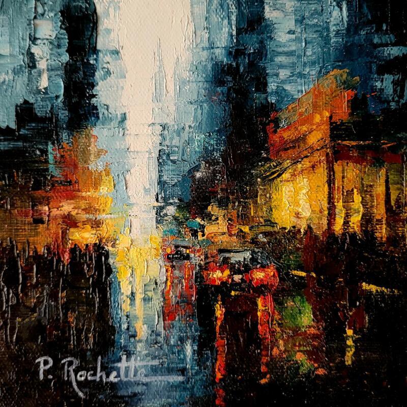 Peinture Yellow lights par Rochette Patrice | Tableau Impressionnisme Urbain Huile
