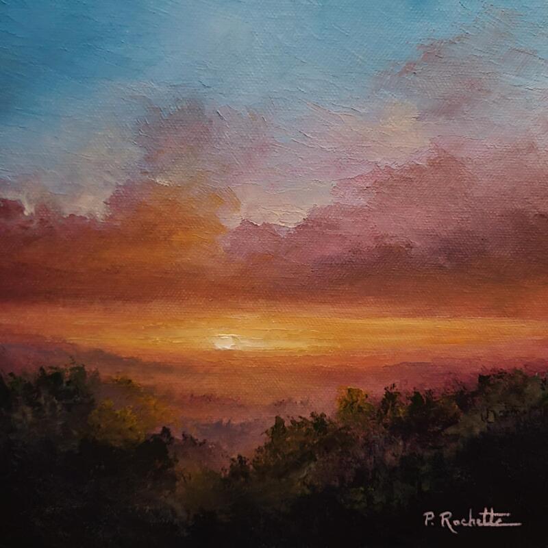 Peinture Over the trees par Rochette Patrice | Tableau Figuratif Paysages Huile