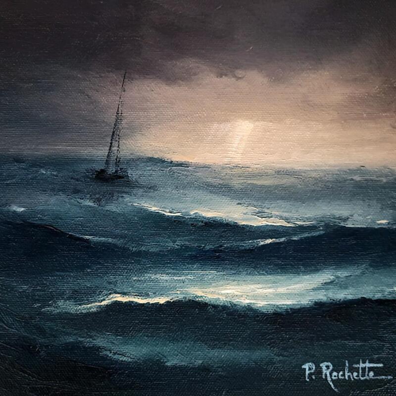 Peinture Perdu en mer par Rochette Patrice | Tableau Impressionnisme Marine Huile