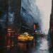 Peinture Yellow taxi par Rochette Patrice | Tableau Impressionnisme Urbain Huile