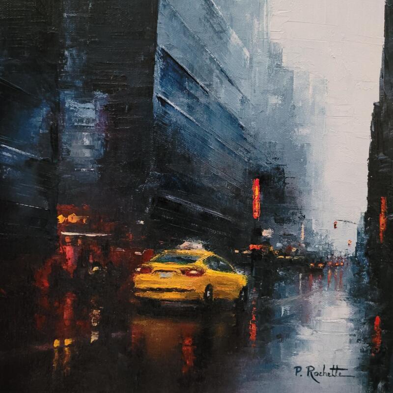 Peinture Yellow taxi par Rochette Patrice | Tableau Impressionnisme Urbain Huile