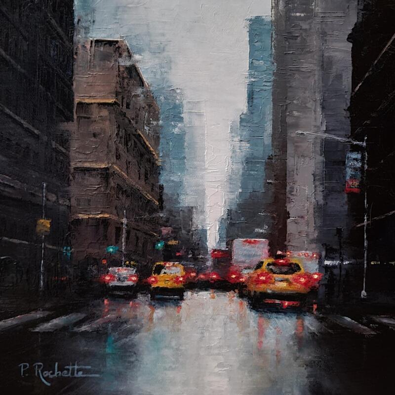 Peinture Traffic jam par Rochette Patrice | Tableau Impressionnisme Urbain Huile
