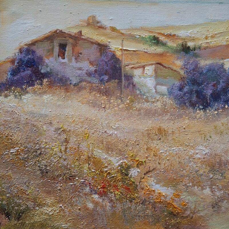 Painting Casas en el cerro by Cabello Ruiz Jose | Painting Figurative Landscapes Oil