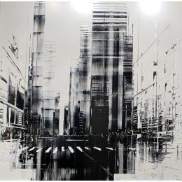 Painting Down the road by Rey Julien | Painting Figurative Gold leaf