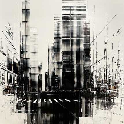 Painting Down the road by Rey Julien | Painting Figurative Gold leaf