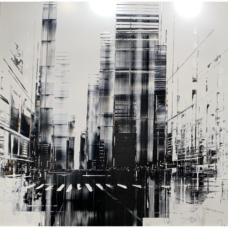 Painting Down the road by Rey Julien | Painting Figurative Gold leaf