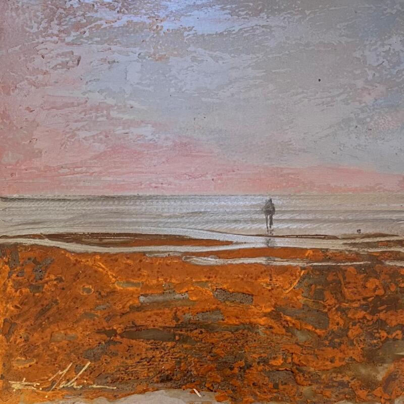 Peinture Soir plage des 3 digues 2 par Mahieu Bertrand | Tableau Figuratif Paysages Métal
