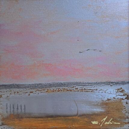 Peinture Crépuscule aux Salins  par Mahieu Bertrand | Tableau Figuratif Métal Paysages