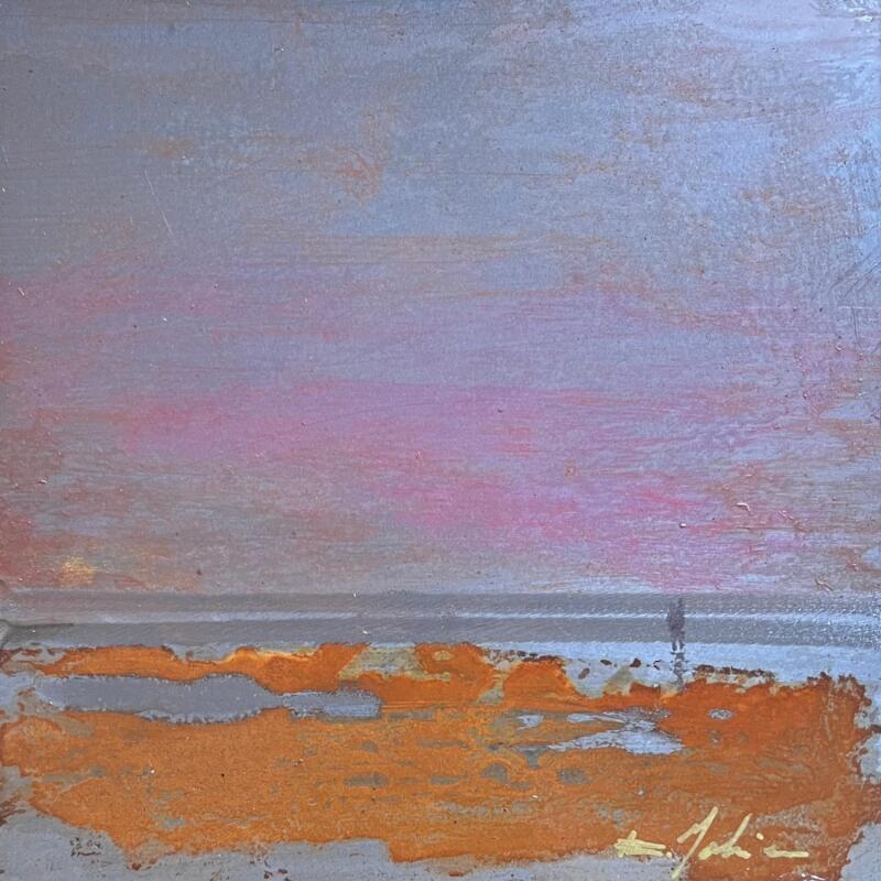 Peinture Coucher de soleil au Lido par Mahieu Bertrand | Tableau Figuratif Paysages Métal