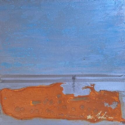 Peinture Couple plage du Lido  par Mahieu Bertrand | Tableau Figuratif Métal Paysages